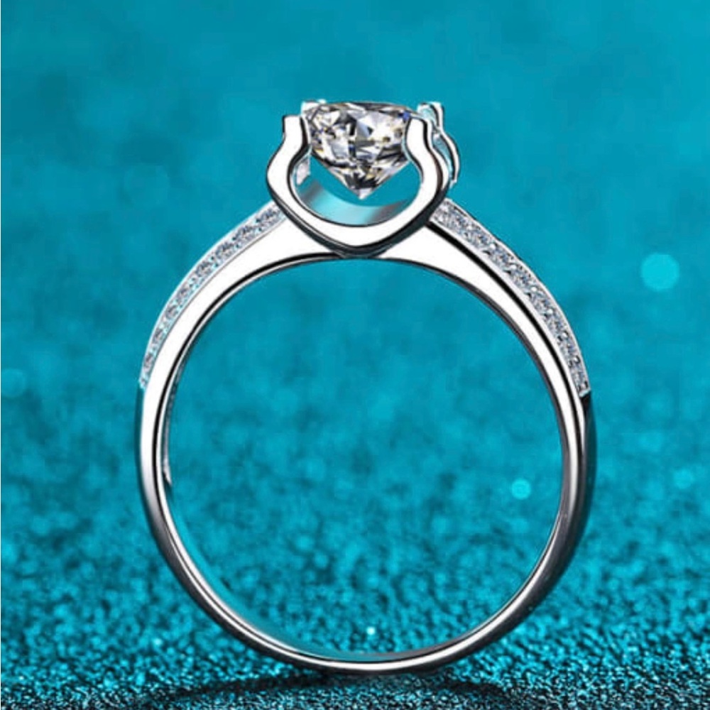Sterling Silver Moissanite Square Dainty Solitaire Engagement Rings